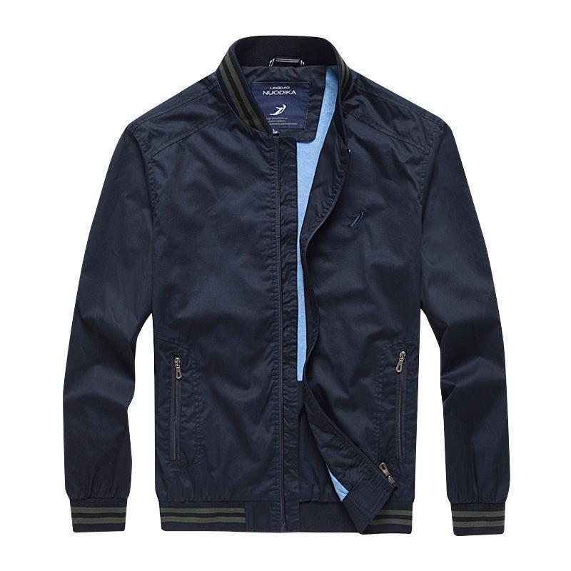Leadway Nautica Men's Plus Size Cotton Bomber Jacket - Casual High-End Loose Fit with Stand-Up Collar.