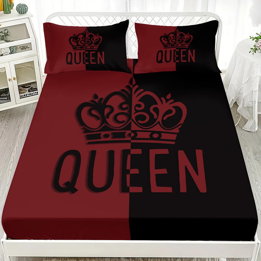 Mattress Three-Piece Crown 3D Printed Mattress Thickened Abraded Pillowcase Mattress Cover