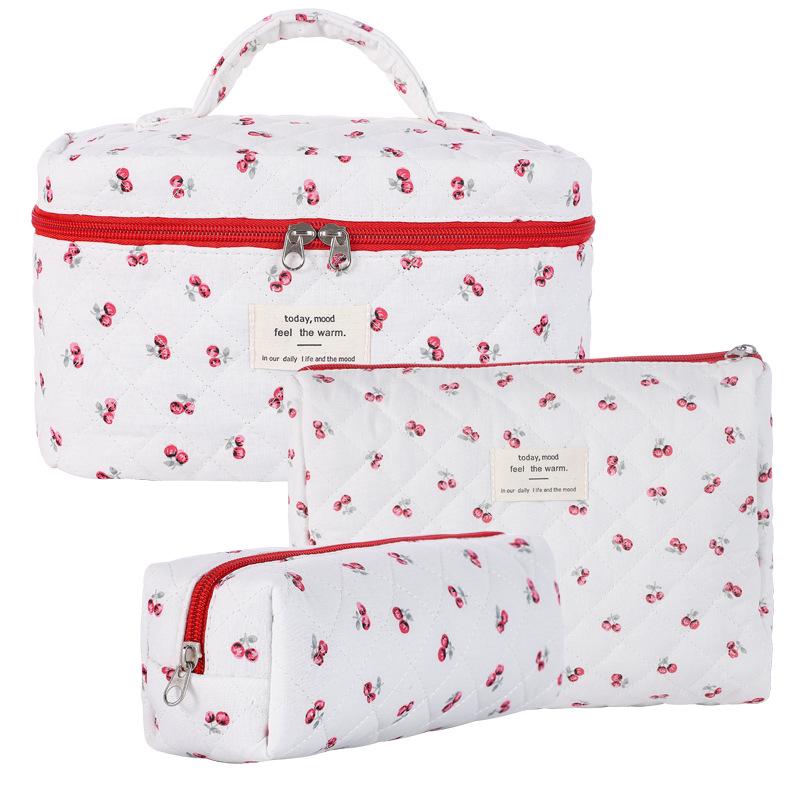 2023 Floral Cute Cotton Makeup & Toiletry Bag - Small, Fresh, Portable Storage Case