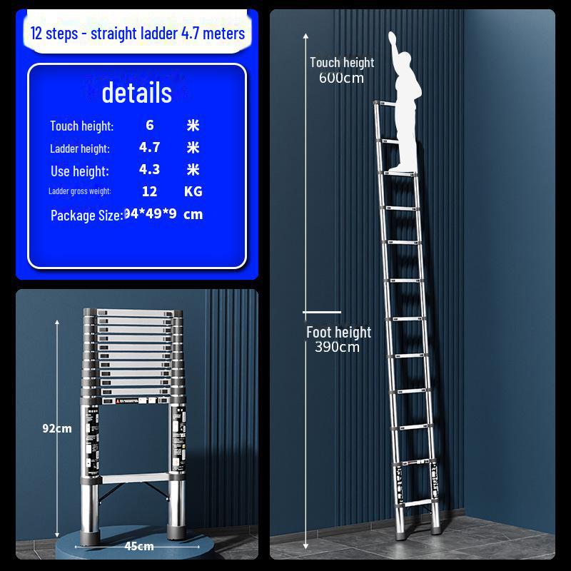 Multifunktionale Teleskop-Klappleiter aus Edelstahl