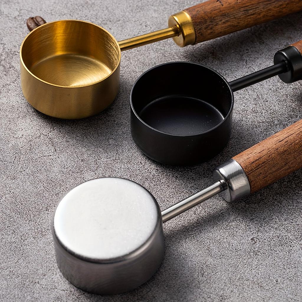Wooden Handle Coffee Scoop 15ml Stainless Steel Measuring Spoon for Coffee Tea Baking Powder and Kitchen Use