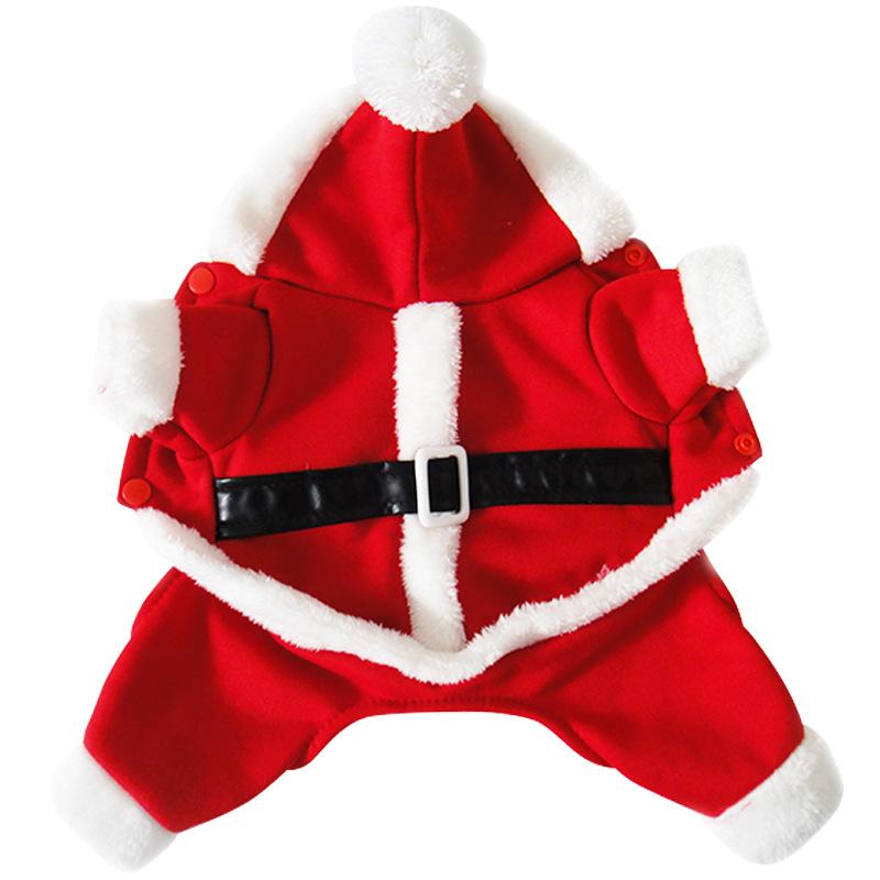 Pet Christmas Suits with Hats, Holiday Dog Clothes, Four-legged Santa Claus Dog Costumes