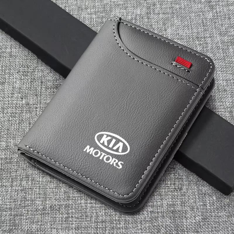 Car Men's Leather Wallet Motor Vehicles Card Ticket Storage Bag For Kia Rio Ceed Sportage Cerato Soul Sorento Picanto Optima