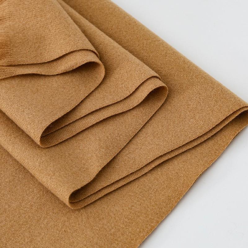 Womens Wool Blend Scarf Winter Warm Short Fringe Solid Color Shawl Wrap Stylish Oversized 195x70cm
