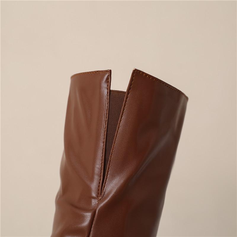 Women's High Heel Boots Autumn and Winter New Simple Everything with Solid Color Thick Heel Large Size Over the Knee Boots