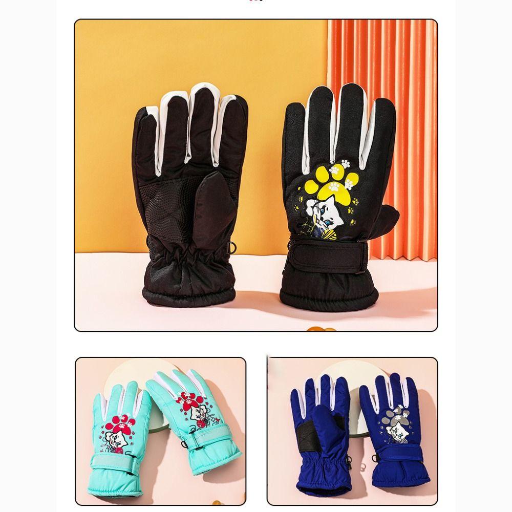 Waterproof Children Winter Ski Gloves Anti-slip Kids Glove Cartoon Thicken Mittens Boys Girls