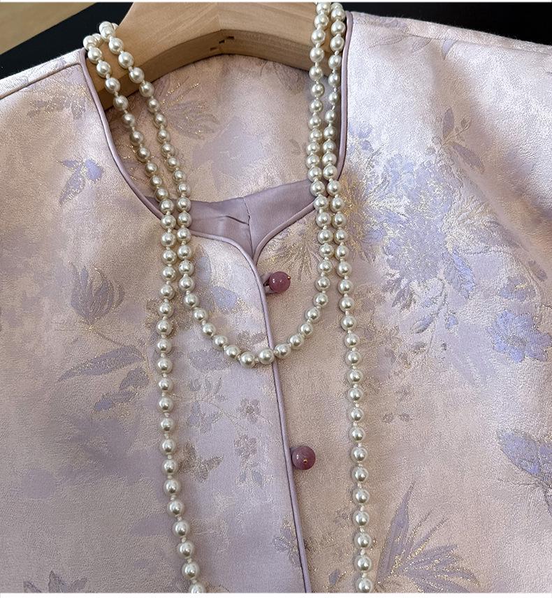 Chinese Style Satin Frog Button Plus Size Coat for Middle-aged Women