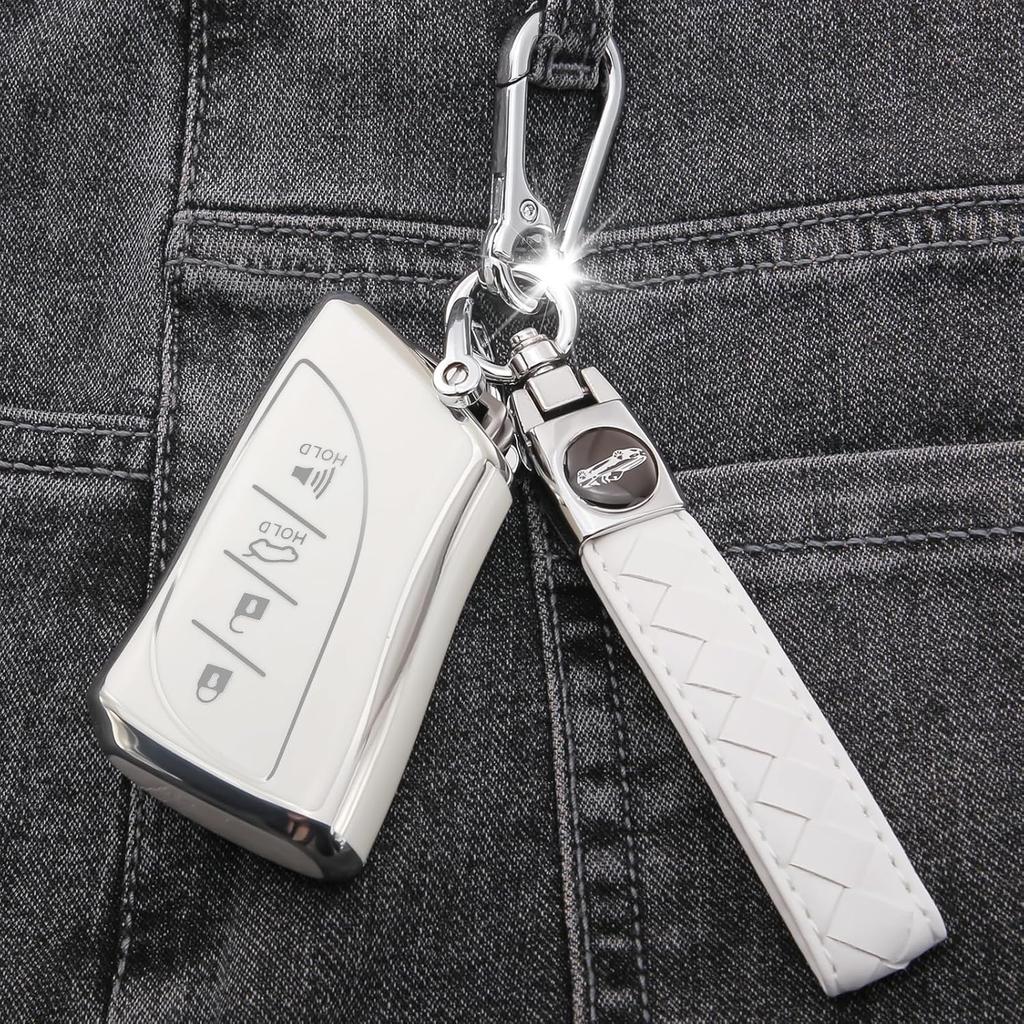 For Lexus Key Fob Cover 4-Button Anti-Scratch Protection Case With Keychain Fit For 2018-2025 ES LS LC UX NX RX GX LX (200T 250H 300H 350H 450H 500H