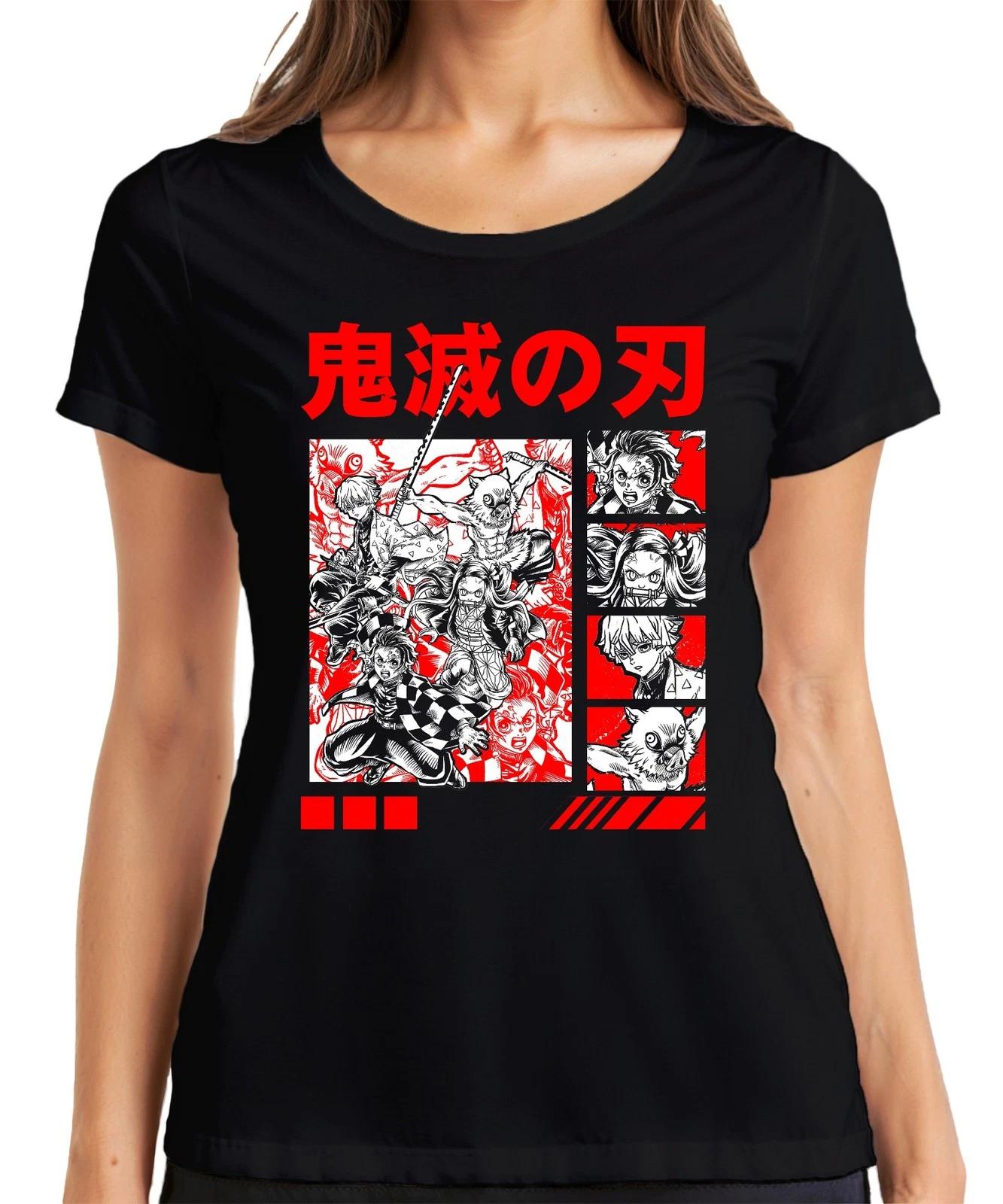 Kimetsu no Yaiba Demon Slayer Tanjiro Nezuko Inosuke Zenitsu Damen T-Shirt M
