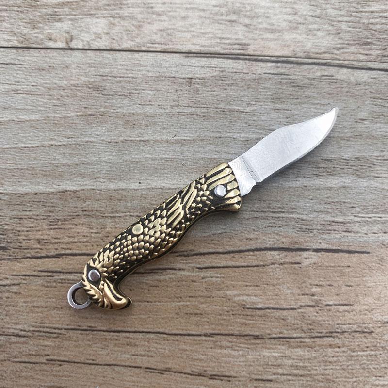 Brass Handle Steel Blade Outdoor EDC Portable Multi Cutter Knife Kitchen Gift Small Mini Pocket Folding Key Ring Knife Utility