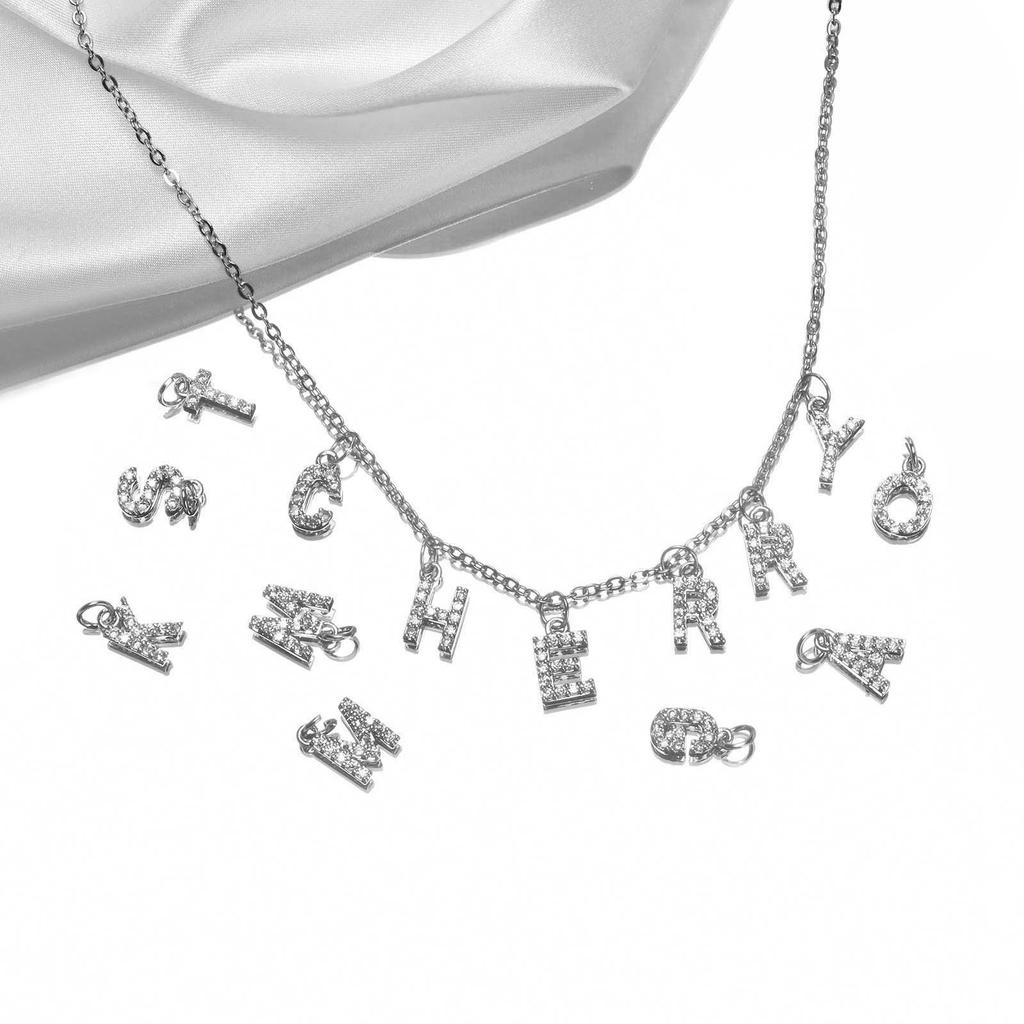 Handmade Personalized Name Necklace for Women Initial Letter Pendant Cubic Zirconia Choker Necklace Stainless Steel Jewelry
