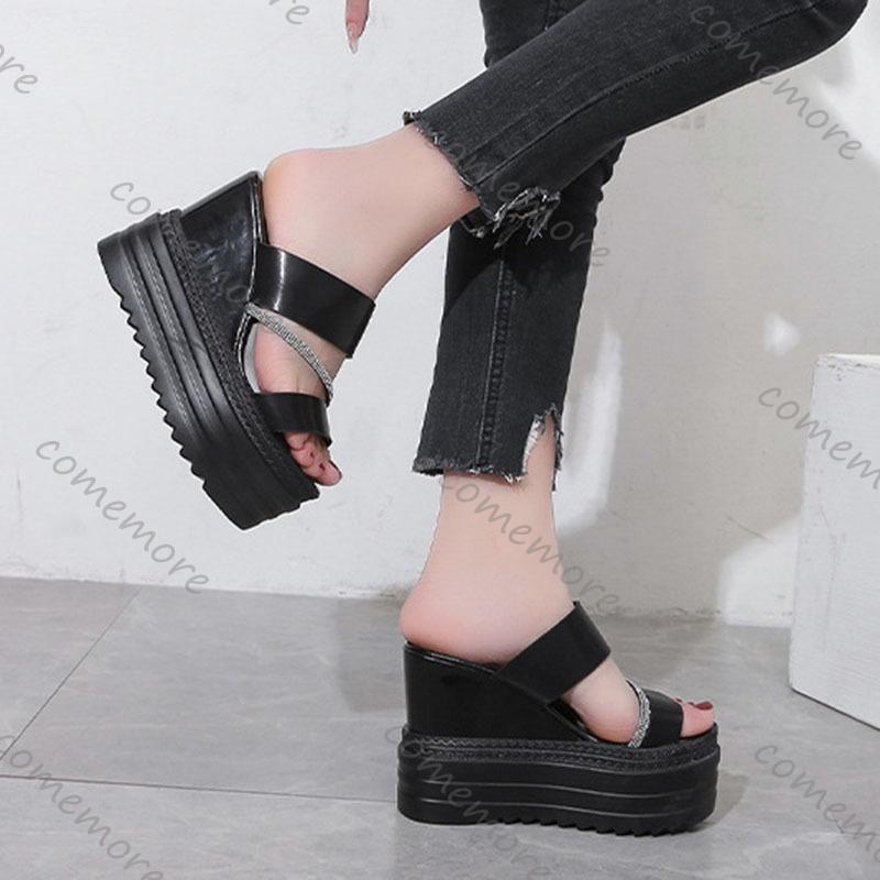 Fashion Comemore Increase Height Thick Bottom Sandals Fashion Wedges 10cm Super High Heel Women Shoes Casual Fish Mouth Sandal Slippers