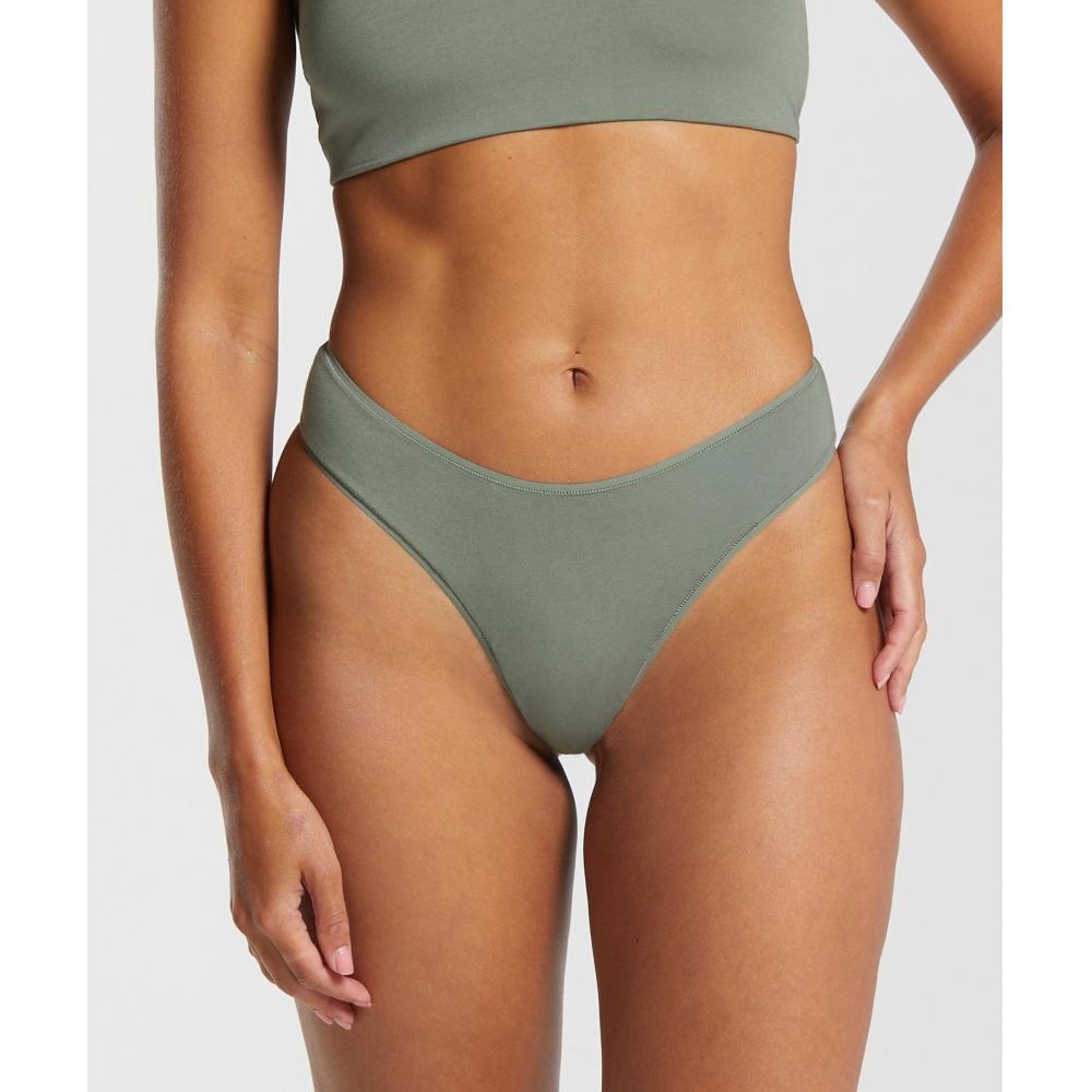 

GYMSHARK Передние стринги с хлопковой отделкой, зеленые B6A6V ECJF