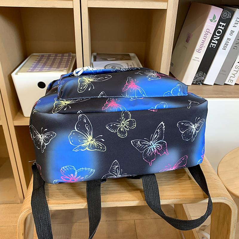 Butterfly Print Backpack Lightweight Backpack Large Capacity Campus Student Schoolbag
