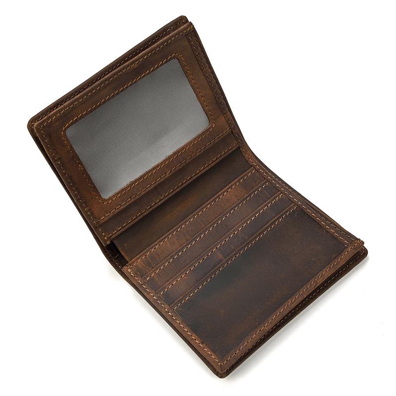 Premium Oil Wax Leather Bi-fold Wallet with Coin Pocket & Multiple Card Slots