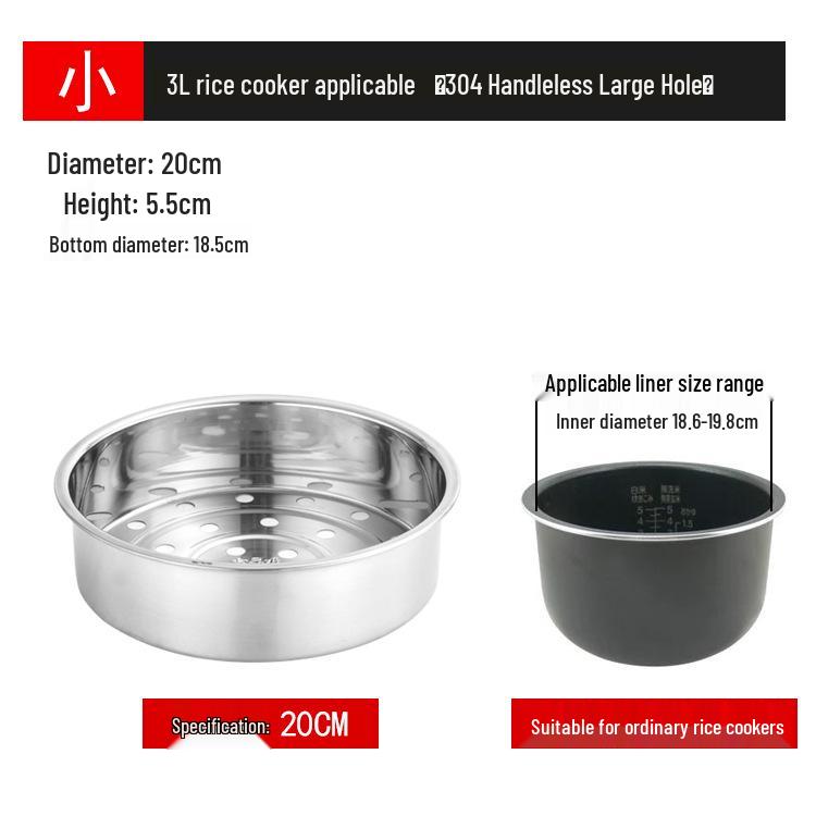 304 Stainless Steel Steamer Basket for Rice Cooker - Fine Hole Steaming Tray with Inner Rack and Layered Accessories for Electric Pressure Cookers
