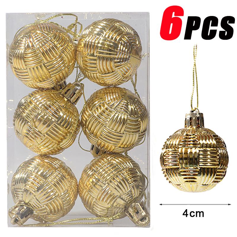 6Pcs Christmas Ball Ornaments With Painted Xmas Tree Hanging Pendant New Year Gifts For 2025 Christmas Navidad Party Decoration