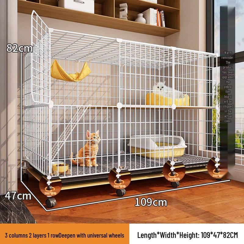 Indoor Cat Villa: Spacious Cage with Integrated Toilet and Bed