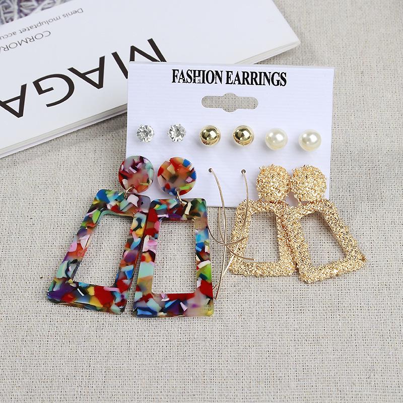 Women's Tassel and Pearl Crystal Stud Earring Set