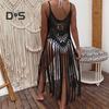 Beach Cover Up Women Sling Sleeveless Loose Fit Cutout Bikini Cover-up Dress Solid Color Sun Protection Beach Wear
