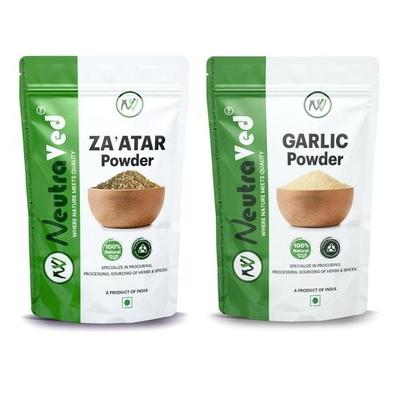 NeutraVed Zaatar, Garlic Powder 100% Pure Spice Combo | Ready To Use (100g X 2) = 200g