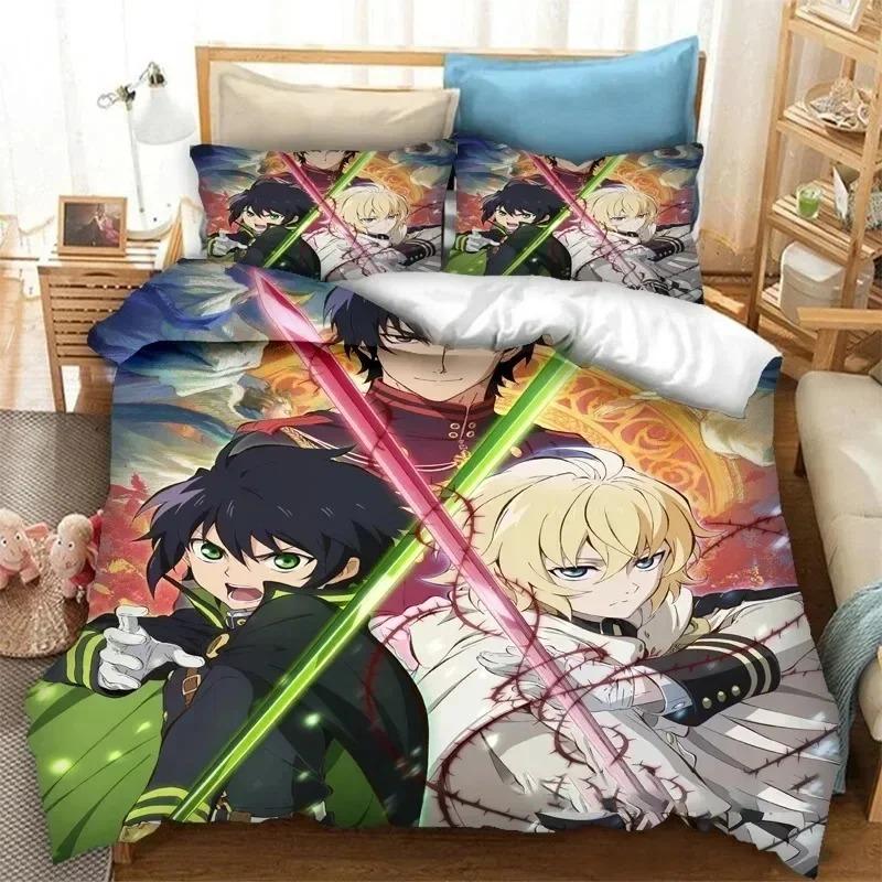 Anime Seraph of the End Mikaela Hyakuya Beding Set Bedrom Soft Modern Bedspreads Comefortable Soft with Soft Fabric Duvet Cover Quilt Pilowcase