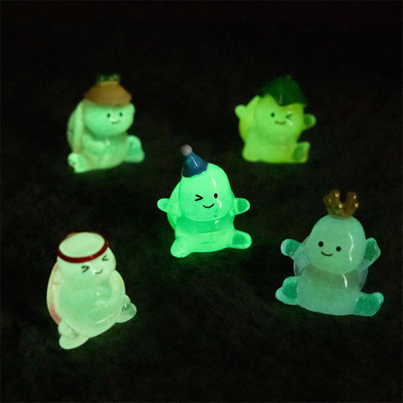 Cute Mini Luminous Kung Fu Turtle Micro Landscape Ornaments Car Home Decoration Glowing In Dark Turtle Toy DIY Accessories Gifts
