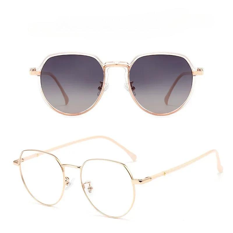 Metal Cat Eye Sunglasses Two-in-one Women Magnetic Clip Cover Vintage Optical Eyeglasses Frame Designer Polarized Sun Glasses