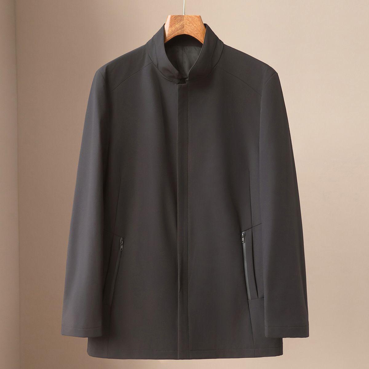 

Men s Stand-Collar Business Casual Jacket for Spring & Autumn 2026 - Versatile Dad Coat 2XL (65-70kg) чорний