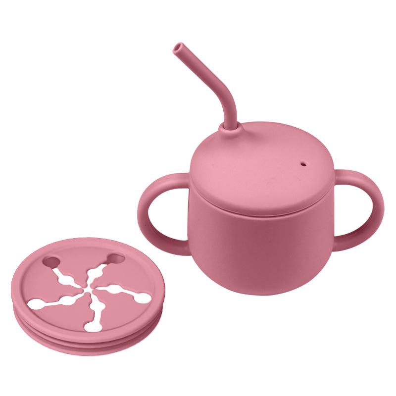 Panda Silikonový tréninkový hrníček pro děti: S brčkem proti pádu