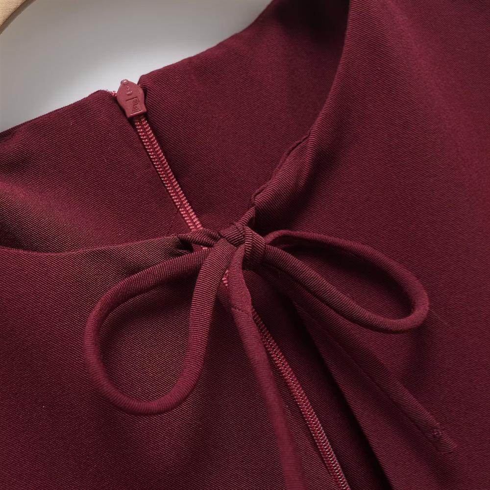 2025 Spring/Summer Women's High-End Vest Dress with Wavy Hem and Bow Detail