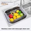Stainless Steel Drain Rack Retractable Design Large Capacity Rust-Proof Corrosion Resistant Kitchen Sink Hollow Drain Rack Organizer