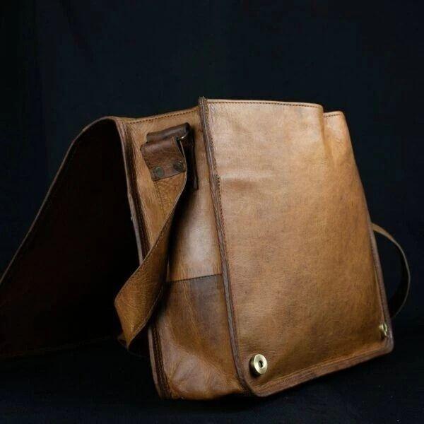 Bag Laptop Briefcase Dark Brown Men's Distressed Leather Messenger Shoulder