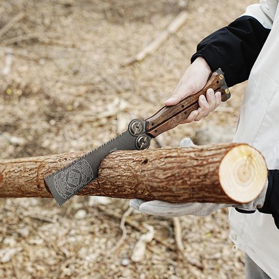 Folding Hand Saw with Wooden Handle Sharp Blade Double-Sided Teeth Compact Design Mini Saw Woodworking Tool