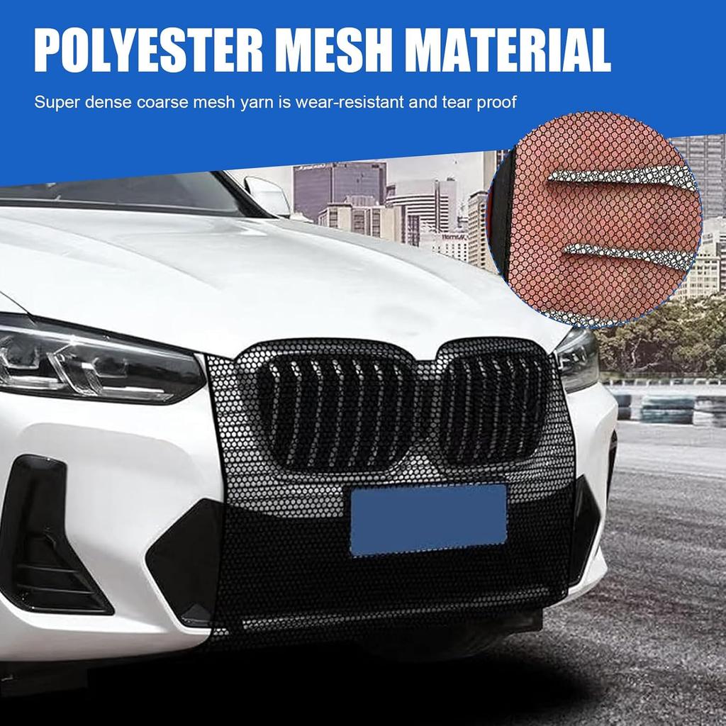 Car Grille Mesh, Dust and Catkin Proof Engine Water Tank Protection Net, High-density Front Grille Isolation Cover with Hook Rope Installation, for
