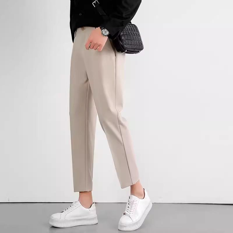 Pants Men's Spring and Summer Thin New Trend Versatile Ice Silk Nine-point Pants Small Foot Casual Pants