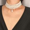 Personalised Fashion Geometric Beaded Necklace Simple Multi-layer Pearl Shaped Pendant Necklace Female