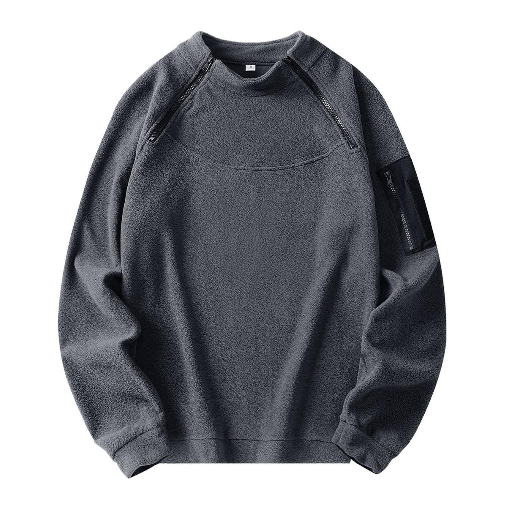 Pánská taktická mikina se stojacím límcem, podzimní a zimní, teplá, volná, venkovní, jednobarevná, prodyšná