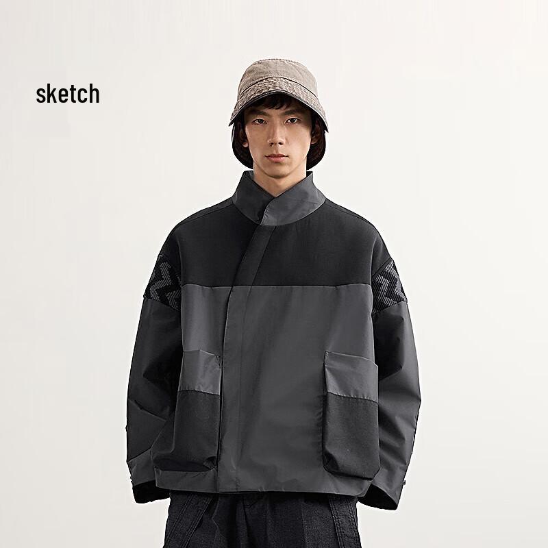 

CROQUIS Men s 2025 Spring H-Type Loose Stand Collar Jacket L