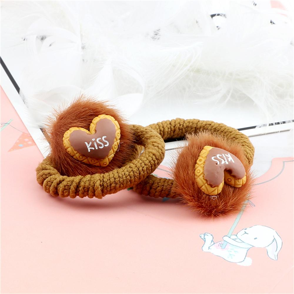2PCS Sweet Colorful Hair Bands for Kids Girls Furry Fruits Bowknot Heart Winter Hair Ties Elastic Headband Hair Accessories Gift