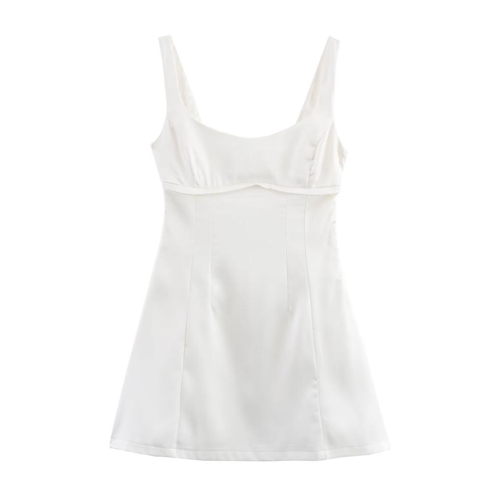 

2025 Spring/Summer Women s Slim Fit A-Line Mini Dress XS белый
