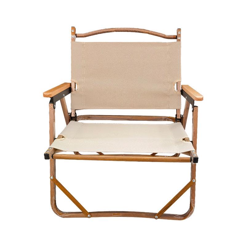 Bärbar Fällbar Campingstol i Aluminium med Träådringssits - Idealisk för Utomhusbruk, Fiske och Användning som Kermitstol