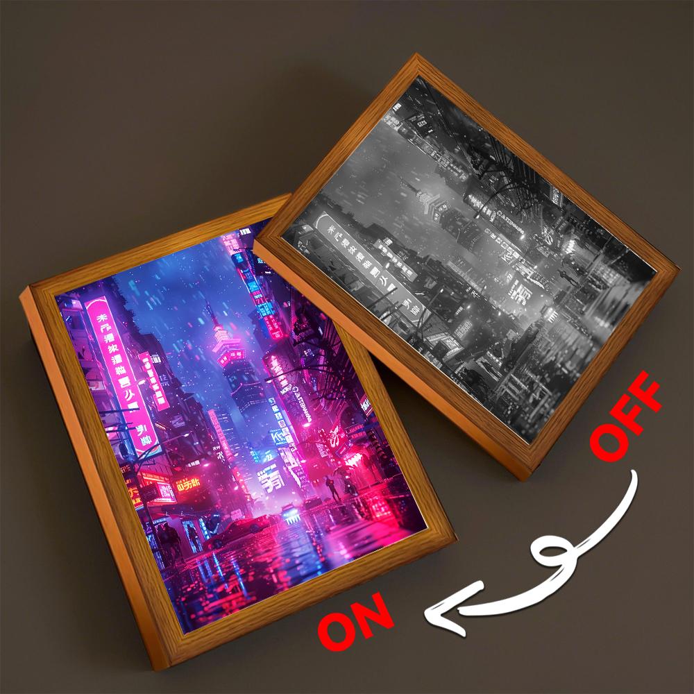 Asian Tokyo Eastern Cities Pretty Cityscape Painting Photo Frame Bedside Light Home Office Perfect Gift Traveler LED and for Kid Friendly Entertaining