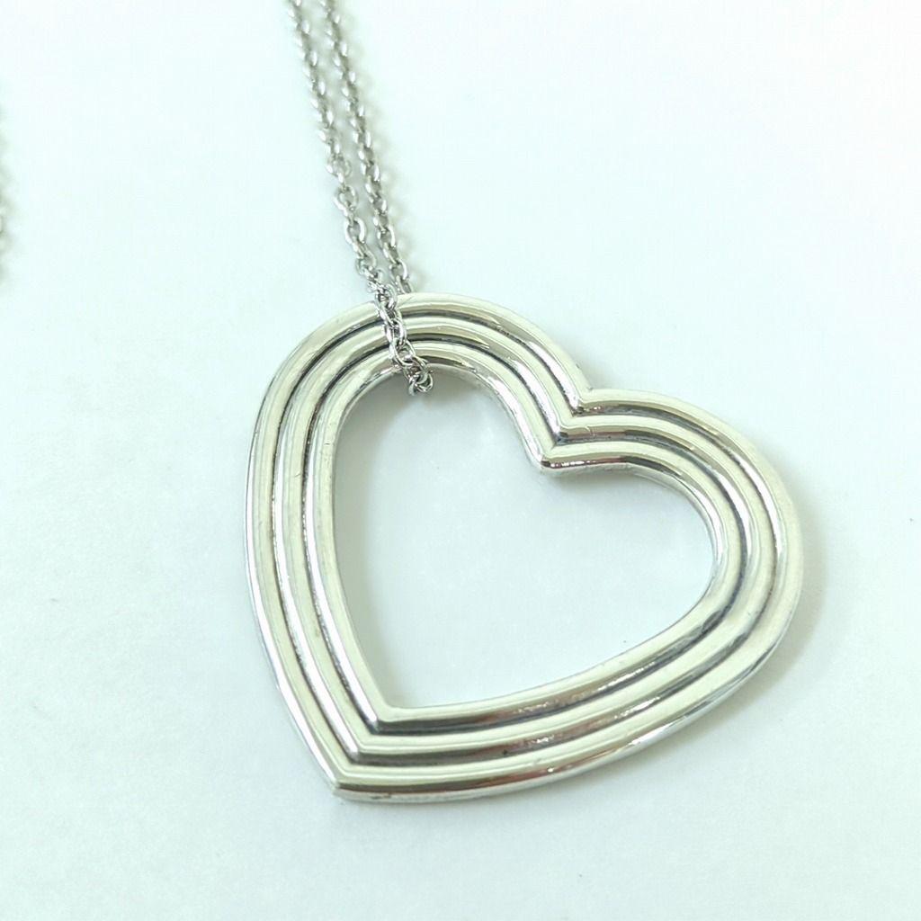 Used Tiffany Menard Open Heart Silver 925 Long Necklace