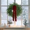 Artificial Norfolk Pine & Cedar Christmas Wreath with Velvet Bow – Real Touch Faux Greenery Holiday Front Door Decoration for Indoor Outdoor Use