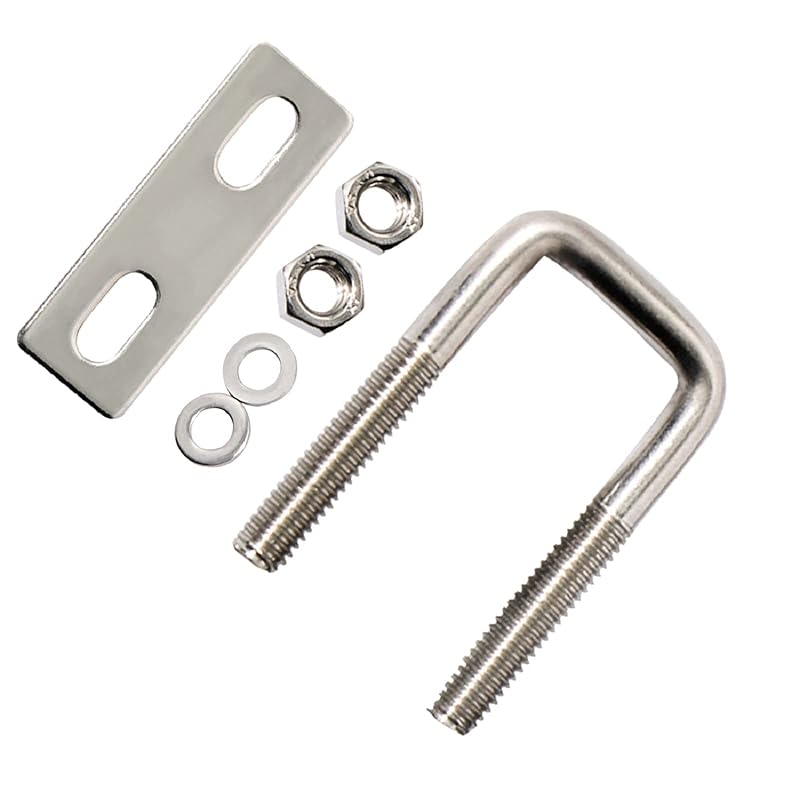 

U Bolt, 4 Sets 2 (50mm) Inner Width 304 Stainless Steel M8 Square U-Bolt with Plate Screw Nut Fastener, Suitable for 47/48mm Pipe, Boats, and Other M6 x W-1 x L-2 （1sets