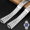 Convex Silver Stainless Steel Watchband 25x13mm Solid Links Bracelet Fit For Patek Philipp Nautilus 5711 5726 Watch Strap