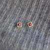 Square Red Zircon Earrings For Women Simple Delicate Mini Lady Wedding Jewelry Gifts Wholesale