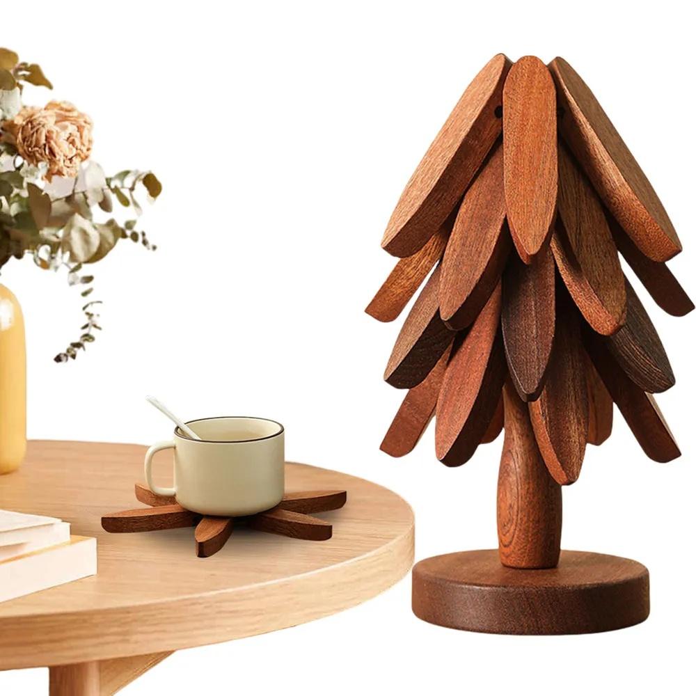 Деревянная подставка под горячее, термостойкий коврик для стола, креативная деревянная подставка, подставка под кастрюлю, подставка под миску, кухонный обеденный декор