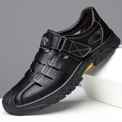 Men'S Sandals Business Leather Bag Head Hole Shoes Leather Sandals Beach Shoes Men'S Casual Shoes Dad Shoes